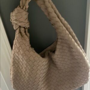 Urban Expressions Elegant Large Tan Woven Vegan Leather Bag